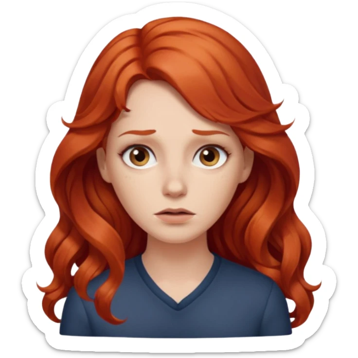 Fear of public speaking, white woman, long curly red hair, make hair more wavy and less puffy sticker