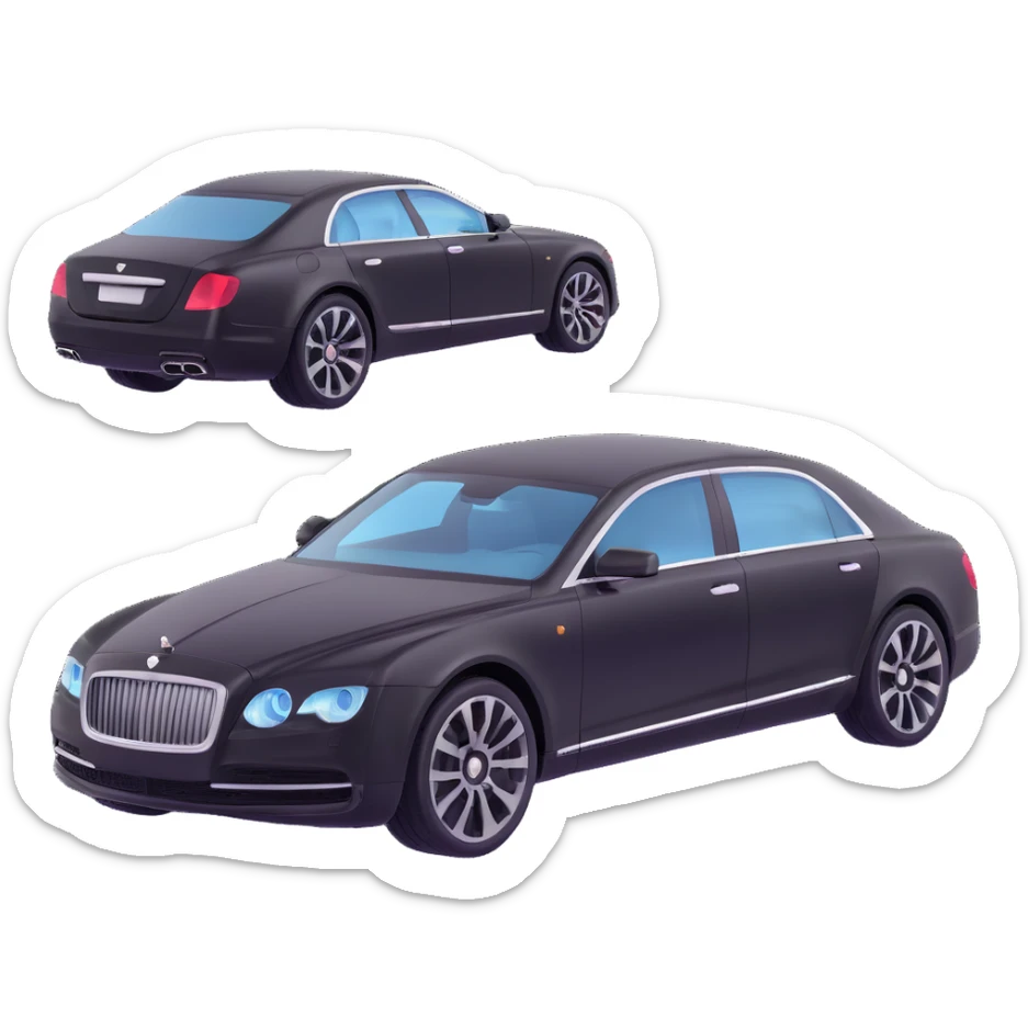 Add a transparent film next to the black luxury car, clearly separated and visible, as if ready to be applied, keep the elegant 3D style sticker