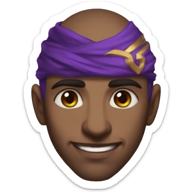 make kassadin from league of legends but just his head and blushing, make him middle eastern, not brown, and she less of his face and more of kassadins mask. make his skin lighter sticker