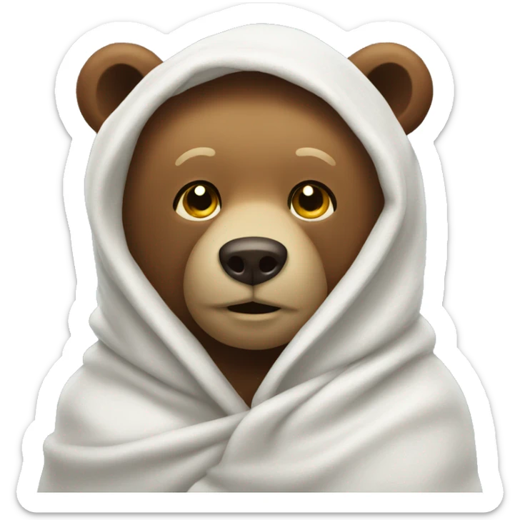 bear in towl sticker