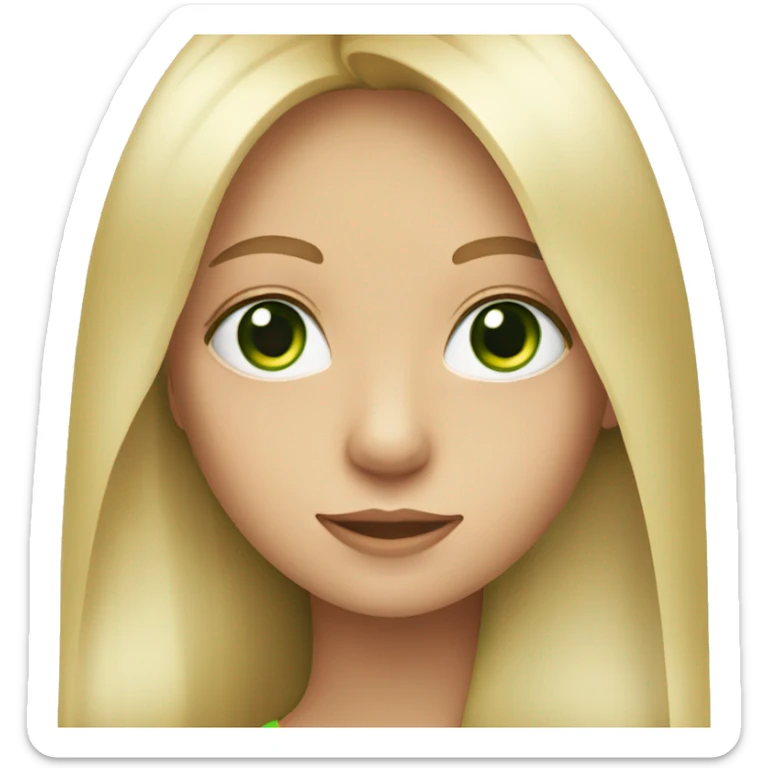 A girl with long straight blonde hair with green eyes sticker
