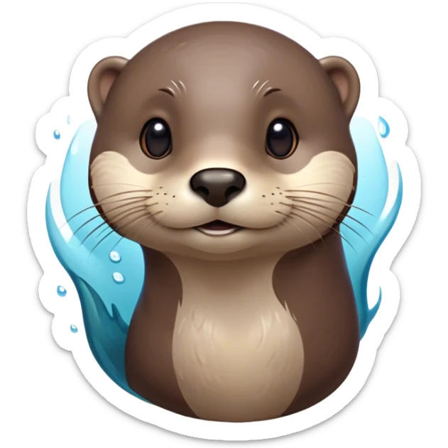 Cinematic Noble Otter Portrait Emoji, Poised and regal, with a sleek, streamlined build and a luxuriously smooth, well-groomed Fur of rich brown, deep-set soulful dark eyes, Simplified yet sharp and sophisticated features, highly detailed, glowing with a soft, dignified glow, high shine, intelligent and playful, stylized with an air of aquatic charm, focused and attentive, soft glowing outline, capturing the essence of a watchful and confident water-dweller, so majestic it feels as though it could glide out of the screen with effortless authority! sticker