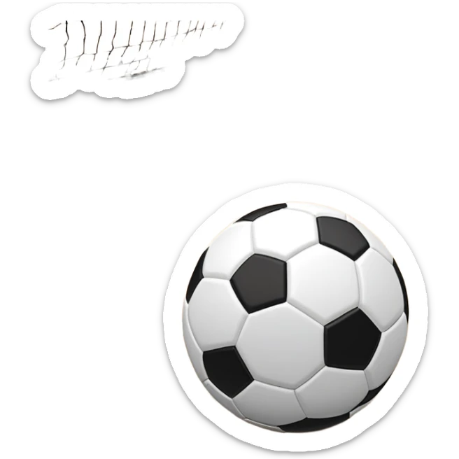 A mini football (futsal) ball placed on the court, with the goals and boundary lines visible in the background. The scene captures the fast-paced nature of the sport, with the compact indoor court and a focus on the ball ready for action. sticker