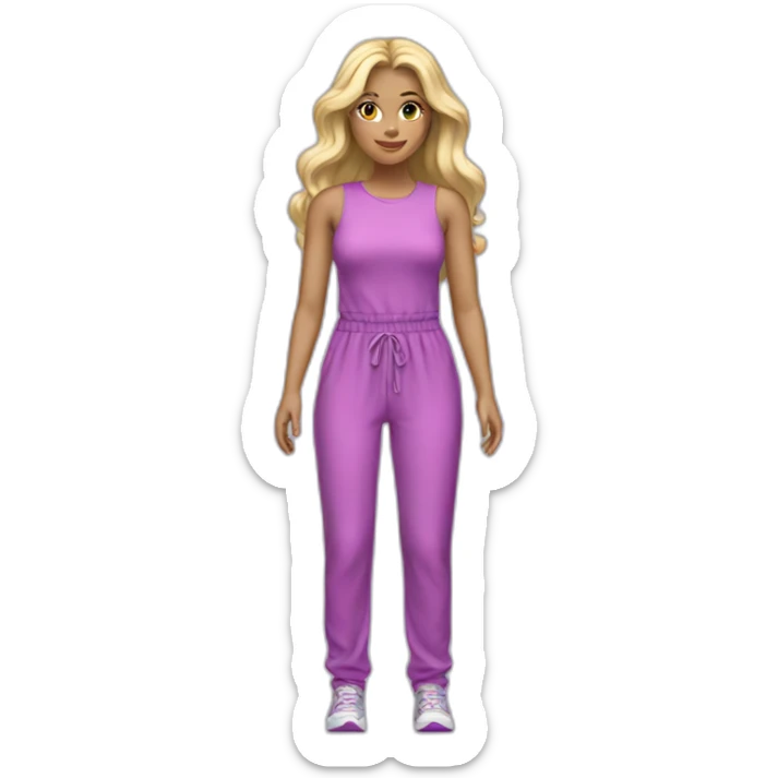 Woman blond hair pink purple full body jumpsuit sticker
