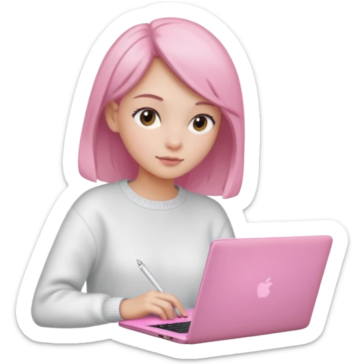  Girly stuff pink soft laptop assigment and clean girl vibes sticker