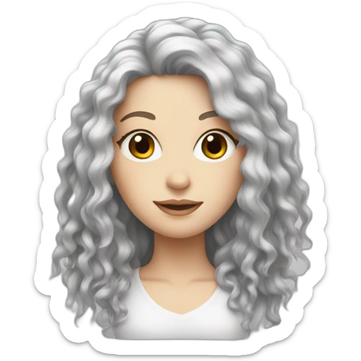 White girl with frizzy long black hair sticker