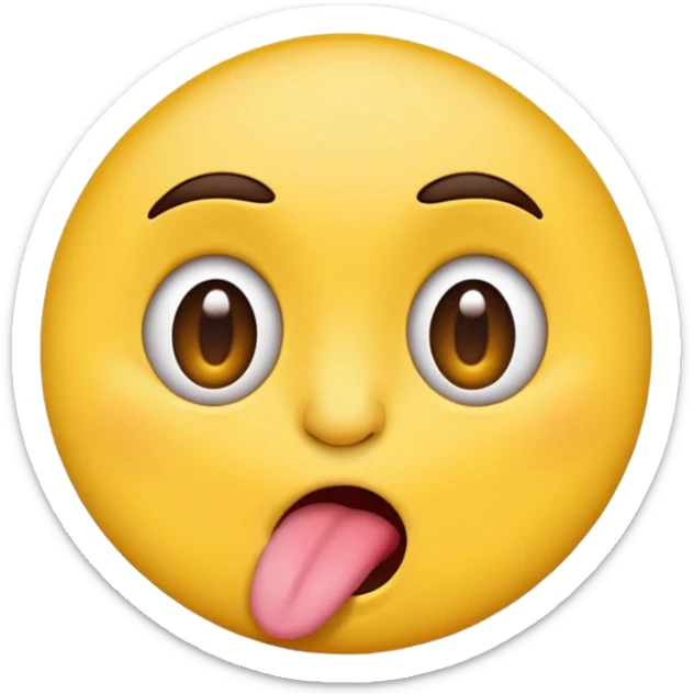 Makes an emoji stickers that looks funny with tongue out and the eyes are pointing on the edge of the nose sticker