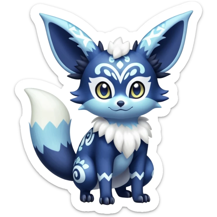 Shiny snowy pastel Noibat-Meowstic-Umbreon-Fakémon-hybrid-creature (full body)  sticker