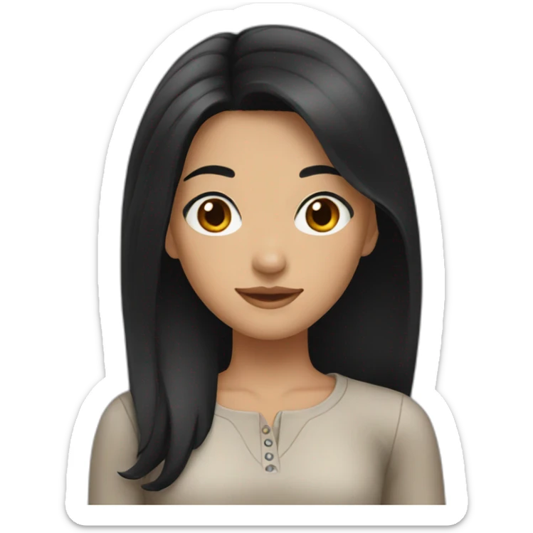 girl with black hair and brown eyes  sticker
