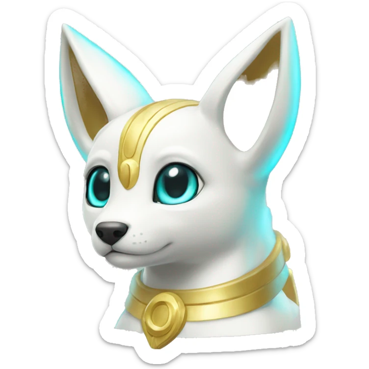 Shiny White Angelic Electric Albino Umbreon. cyan eyes and cyan markings. Golden Anubis-rings. full body sticker