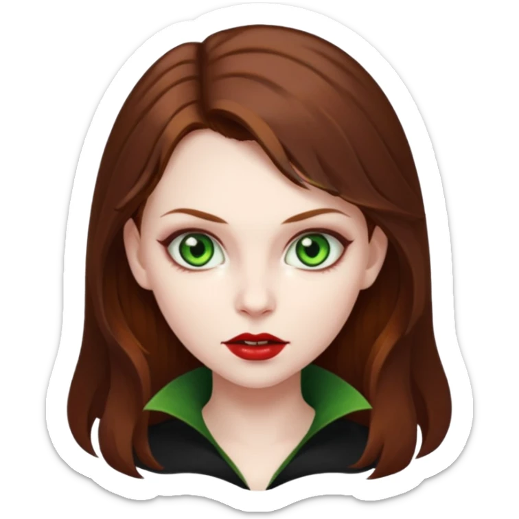 vampire girl with brown hair and green eyes sticker