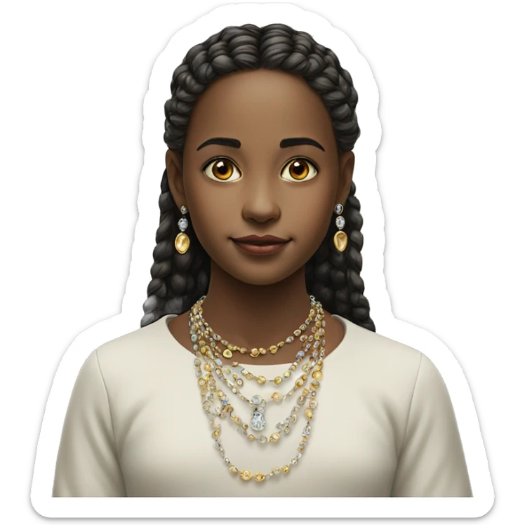 realistic portrait of girl with jewelry genervter Gesichtsausdruck sticker