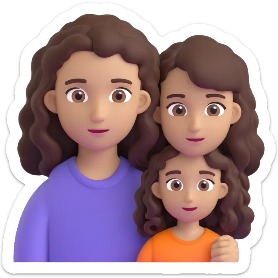 long light brown hair girl with pale skin and boy with black curly hair and tanned skin looking at each other sticker