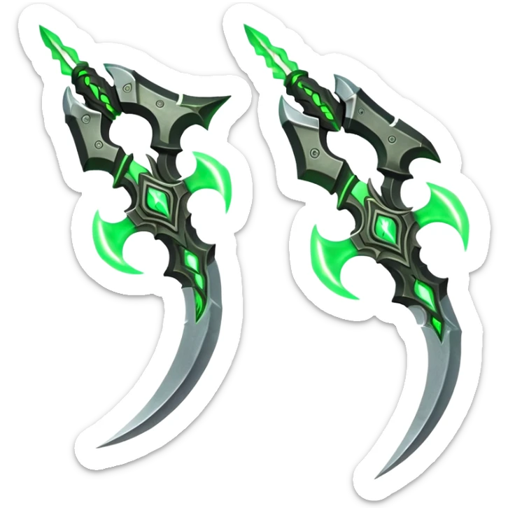 Warglaives from World of Warcraft, curved dual blades, Illidan Stormrage's weapons sticker
