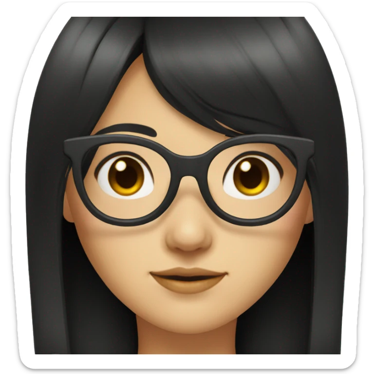 asian girl long black hair with glasses and middle curtain bangs sticker