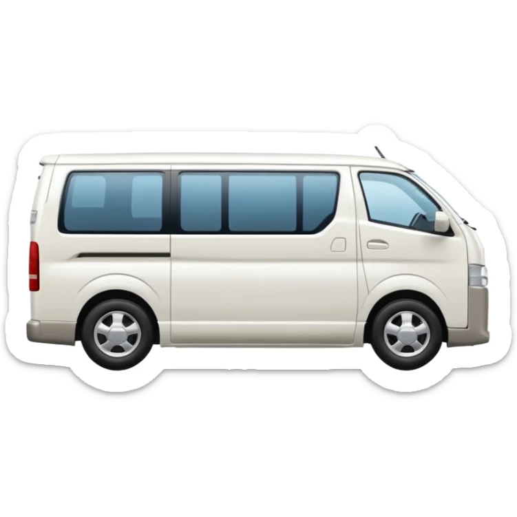 3D emoji of a Peruvian urban white toyota hiace sticker