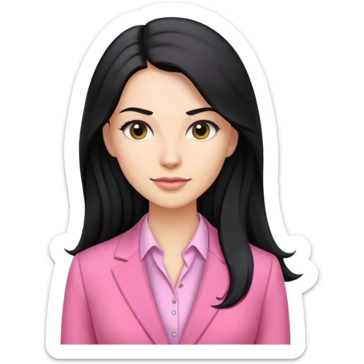 Business chlothes pink woman caucasian long black hair girl sticker