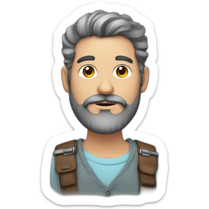 hombre pelo gris barba de candado con paleta de coloresen la mano sticker