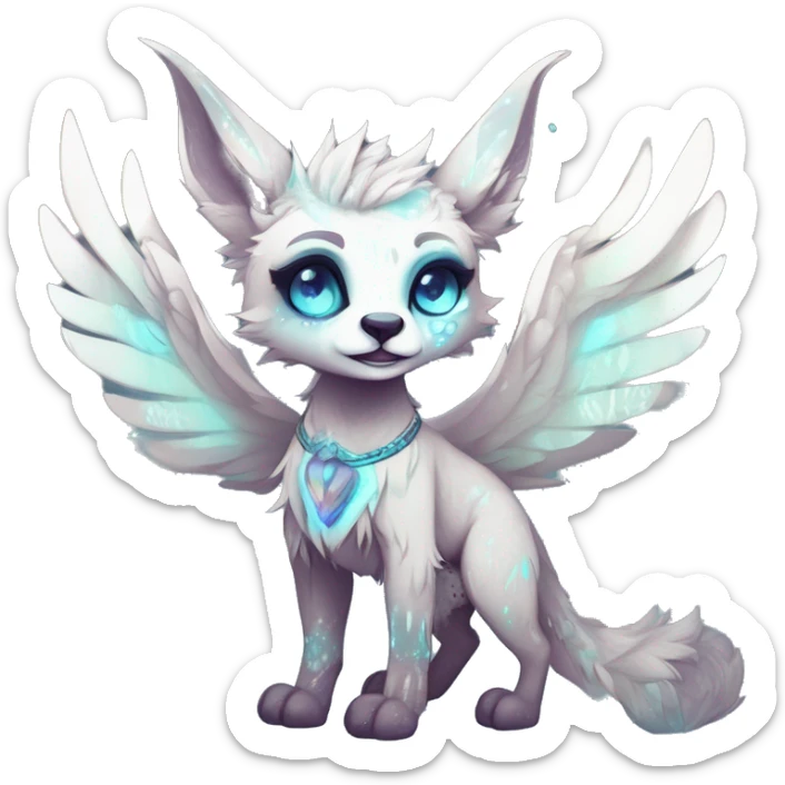 Cool cute Kawaii edgy ethereal futuristic modern epic fantasy animal sparkle fursona Fionbri creature by griffsnuff & LiLaiRa & Falvie full body sticker