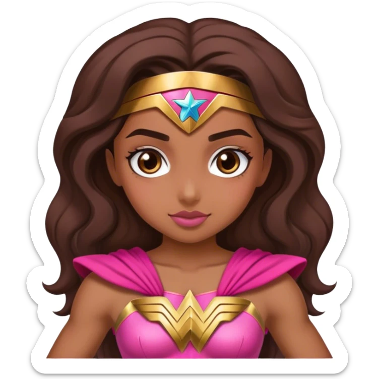 Brune girl pink Wonder Woman sticker