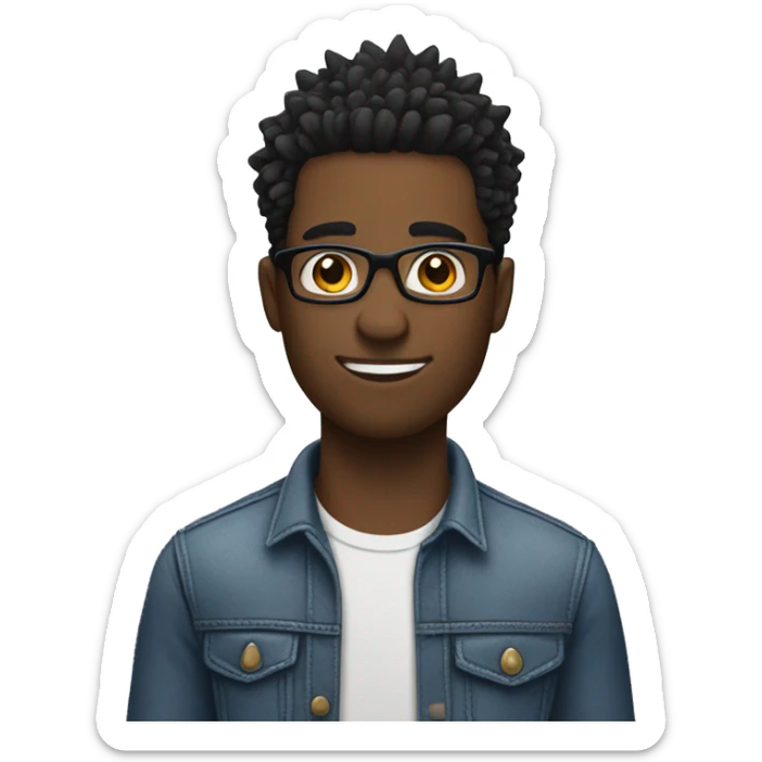 black male with glasses and spikey hair standing sideways to the right  sticker