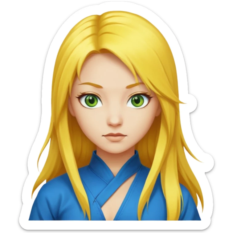 sexy girl with long yellow hair, kung fu, blue green eyes sticker