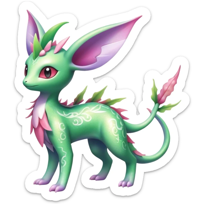 Shiny Exotic Cute Adorable Majestic Ethereal Sparkly Flygon-Espeon-Meganium-Shaymin-Hybrid-Creature with pattern-markings sticker