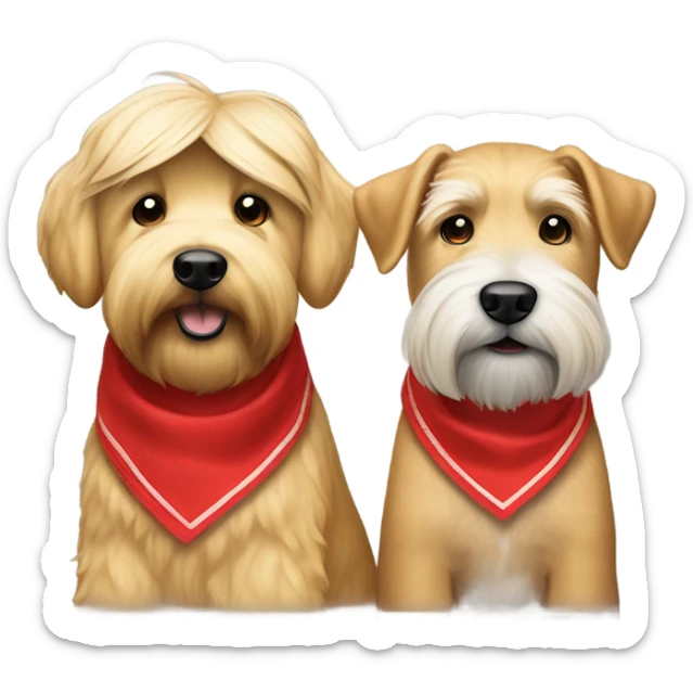 Donald trump and wheaten terrier wearing a red bandana sticker