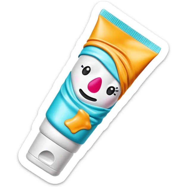 hand cream tube that is empty, crumpled, very wrinkled, cap on, no face, colorful and vibrant design, looks like a beauty product sticker