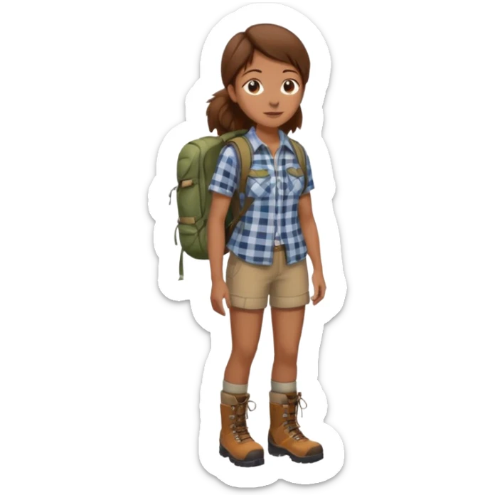 woman hiking in the woods in the sunshine brown hair sticker