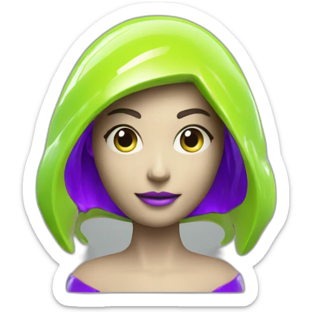 Cyber emoji of a FUTURISTIC HIGHTECH 3D Videomaker colors Lemon green and purple neon Videomaker sticker