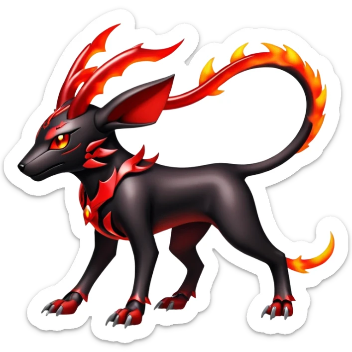 Shiny Gothic Exotic Futuristic Houndoom-Genesect-Torracat-Pokémon-Fakémon-hybrid-creature sticker