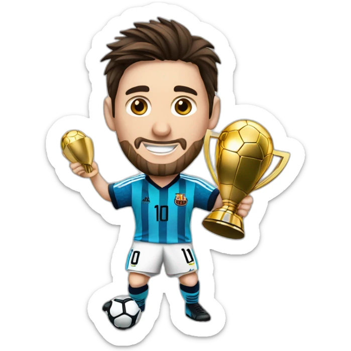 messi con el trofeo del campeonato mundial de futbol sticker