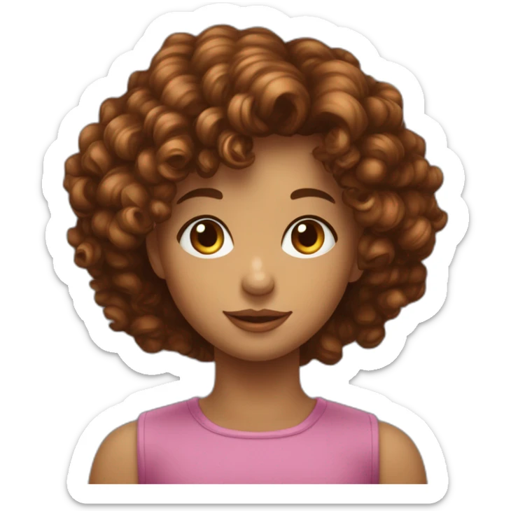 Une jeune fille avec les yeux marrons et les cheveux marrons bouclés sticker