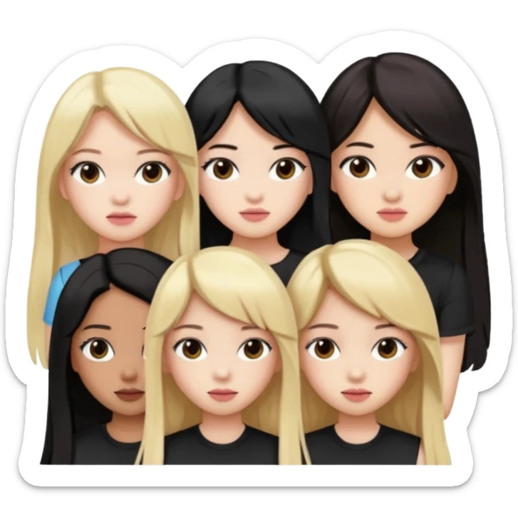 BLACKPINK 4 girls, hair colors: 1 blonde, 2 black, 2 brown sticker