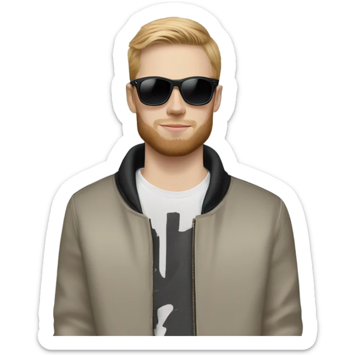 23y old white guy with beard and oakley sunglasses, balenciaga, louis vittoun sticker