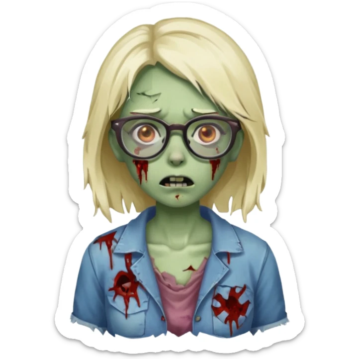 zombie with glasses girl sticker