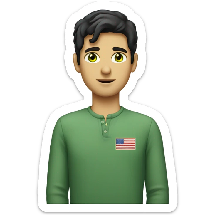 nostalgic white, green-eyed dark haired person reminiscing about their country.  sticker
