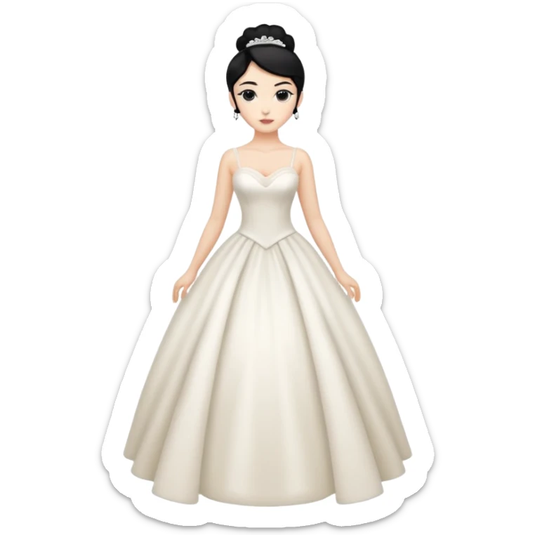 Chica blanca,cuerpo entero, vestido boda sexy, pelo negro y recogido sticker
