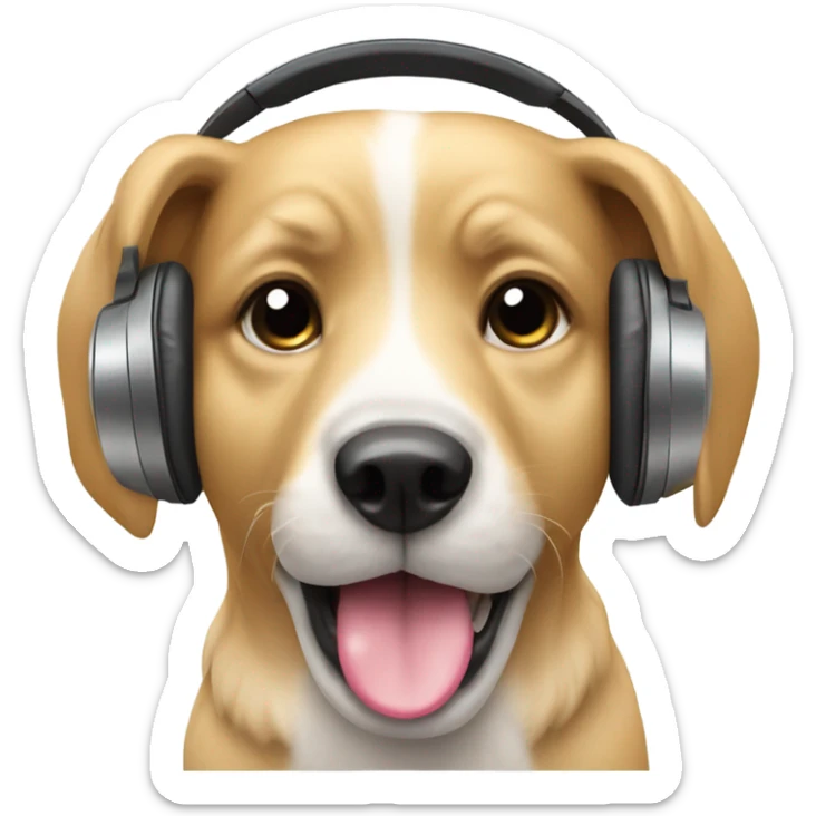 Dog eating ice cream with headphones listening to music sticker