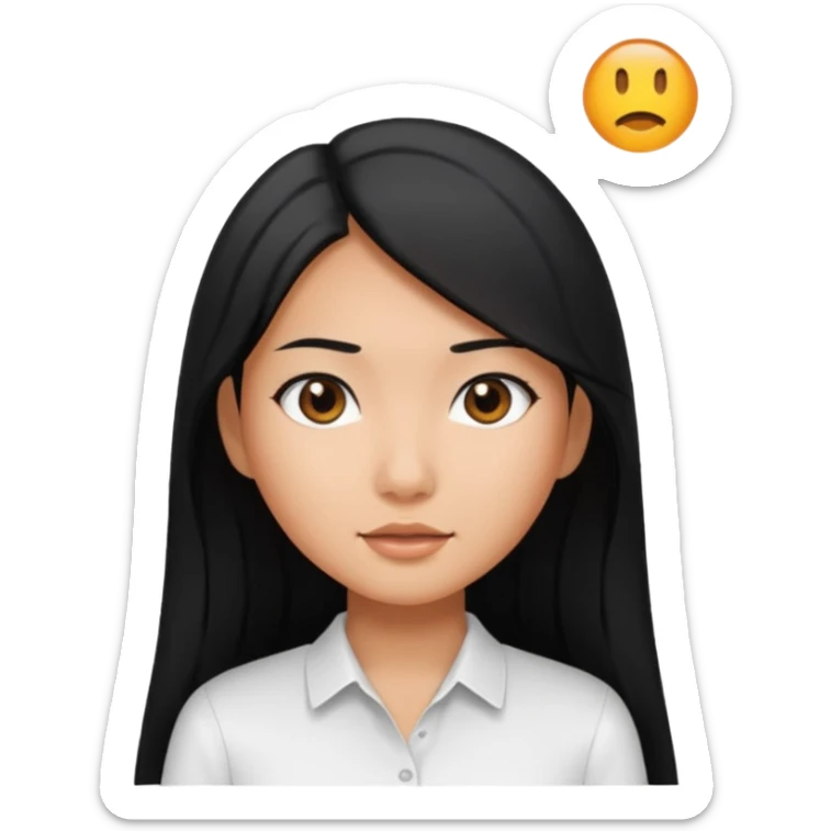 tanned asian girl with black long hair sticker