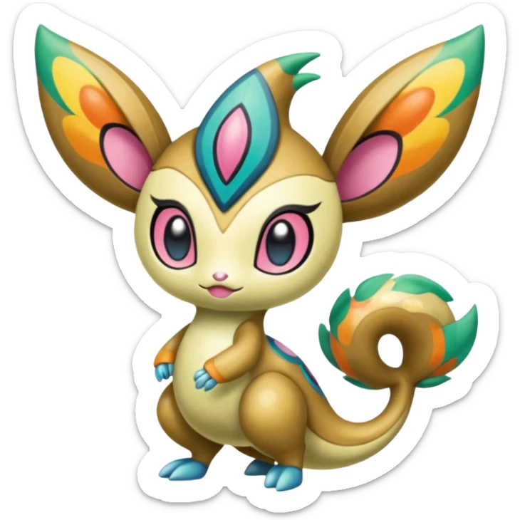 Colorful Exotic Meloetta-Vibrava-Amaura-Vernid-Trico-Kirby-Fakémon-creature-hybrid sticker
