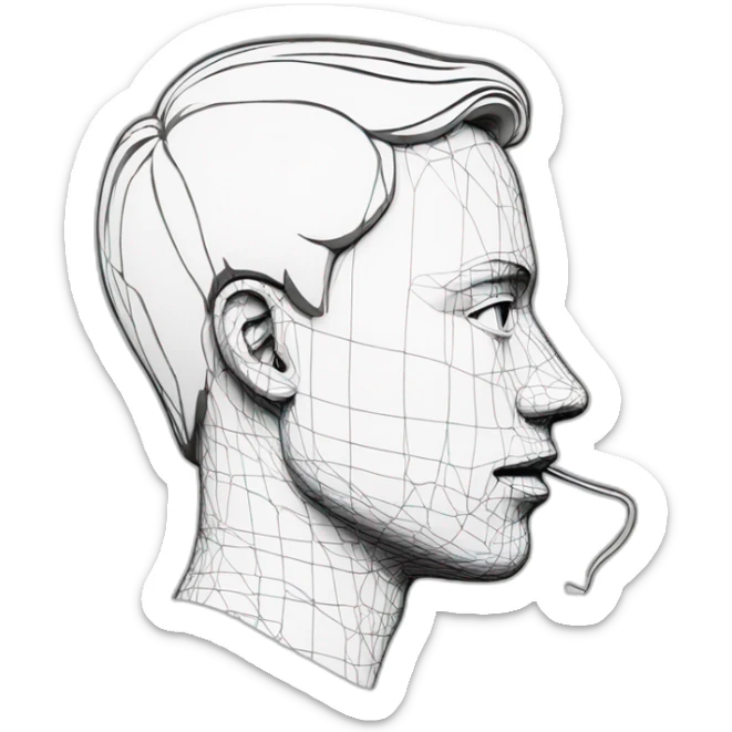 side profile of a black filled out head siluette that has speaker lines coming out of his mouth to resemble that he's talking sticker