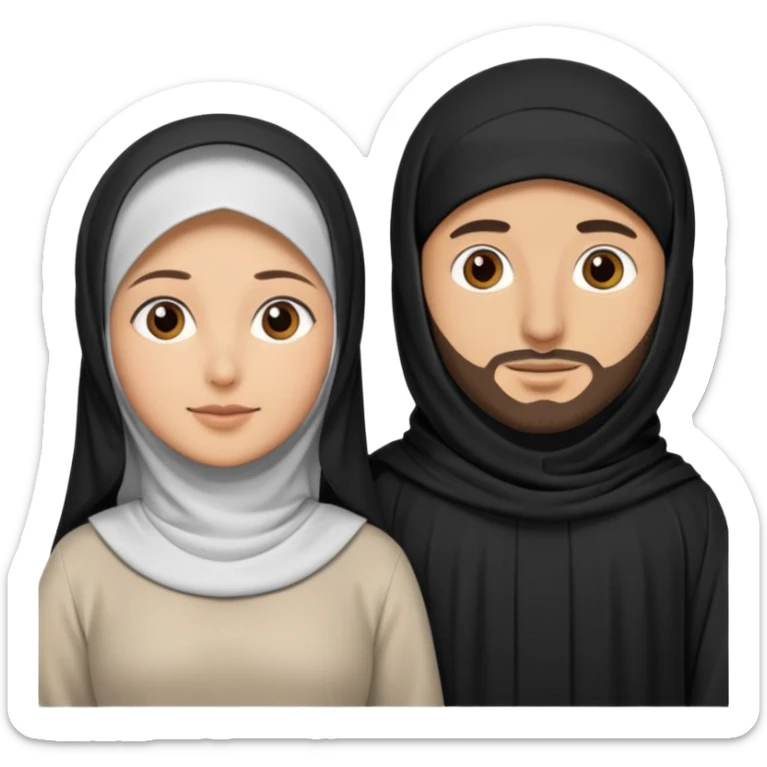 muslim couple, man in thobe woman in burka sticker