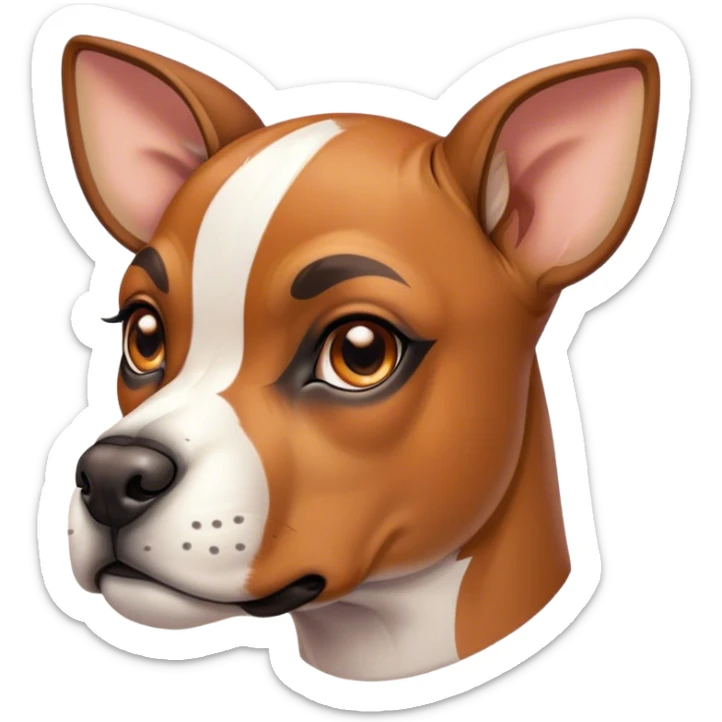 Cinematic Cute Fawn Boxer Portrait Emoji, Head tilted playfully and inquisitively, with a glossy fawn coat highlighted by a white muzzle and chest, round, sparkling brown eyes filled with curiosity, Simplified yet irresistibly adorable features, highly detailed, glowing with a warm, friendly glow, high shine, affectionate and lively, stylized with a touch of whimsy, bright and endearing, soft glowing outline, capturing the essence of a mischievous yet loving pup, so playful it feels like it could bound out of the screen and into your arms! sticker