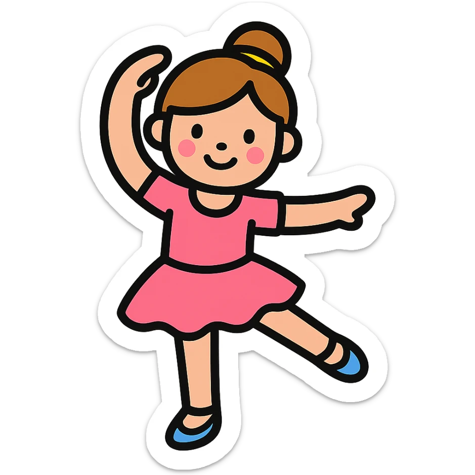 color outline icon of a 5 year old girl doing ballet sticker