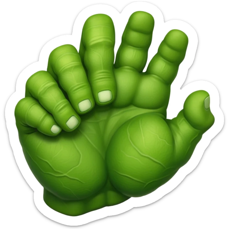 big muscular green cool hulks fist with  4 fingers sticker