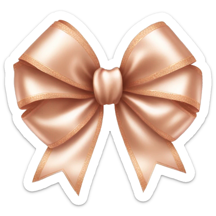 Realistic isolated rose gold ribbon bow with edges of the bow lined with white fur. sticker
