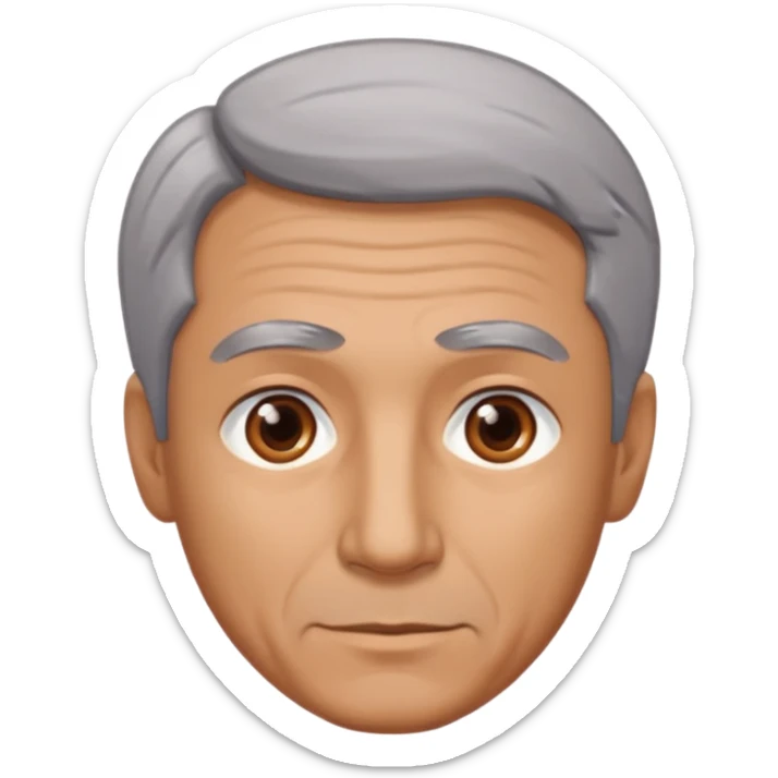 Illustrated emoji of a middle aged man with receding grey hair and brown eyes sticker