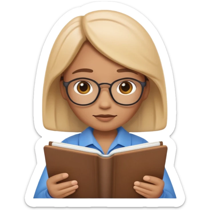 Apple Memoji-style 3D emoji of a calm counselor character with a notebook, soft shading, rounded shapes, warm colors, no background.
 sticker